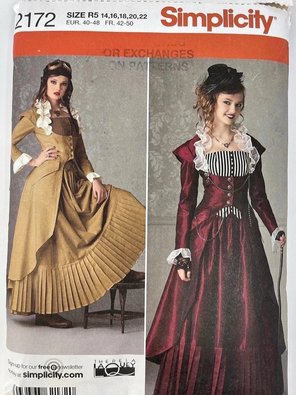 Historical Steam Punk Dress Pattern Theresa Laquey Simplicity 2172 Sizes 14-22